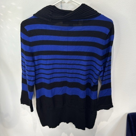 Madison Michelle Cowl Neck Sweater Striped Pullover Top Black Blue Large - Picture 4 of 5